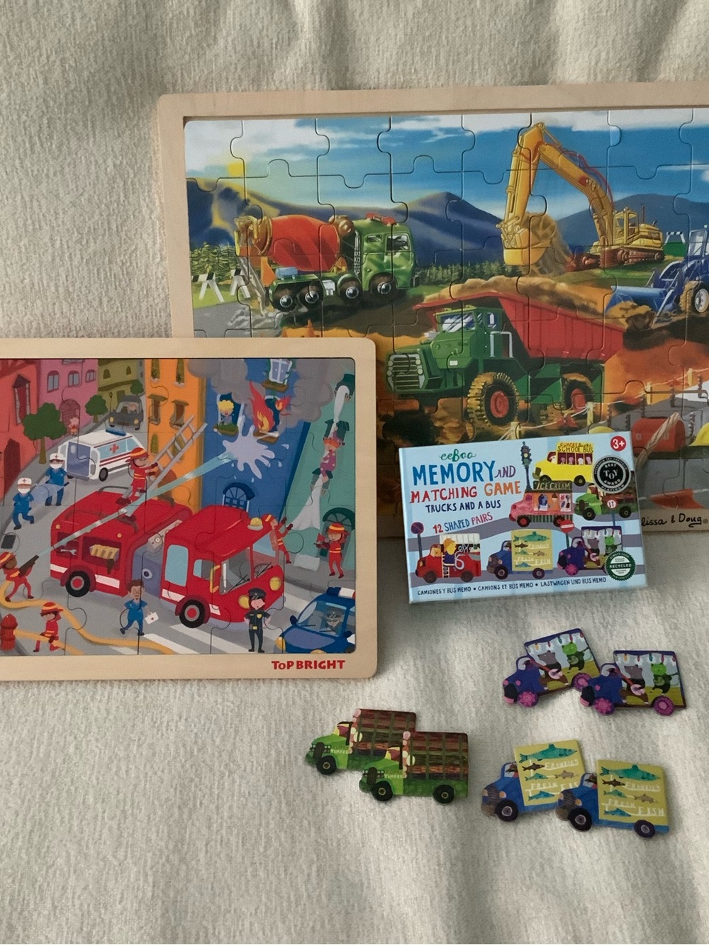 Wooden puzzles memory game learning toy bundle